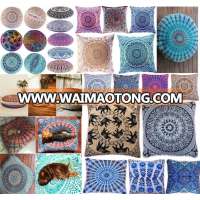 Indian cotton fabric printed decorative pillow case covers wholesale mandala tapestry cushion cover