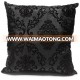 Black DAMASK FLOCK VELVET PRINT SILK DECORATIVE CUSHION COVER PILLOW CASE 43 CM X 43 CM - UK Stock Fast Shipping