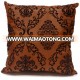 Brown DAMASK FLOCK VELVET PRINT SILK DECORATIVE CUSHION COVER PILLOW CASE 43 CM X 43 CM - UK Stock Fast Shipping